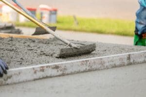 closeup shot of a Concrete floor work in progress